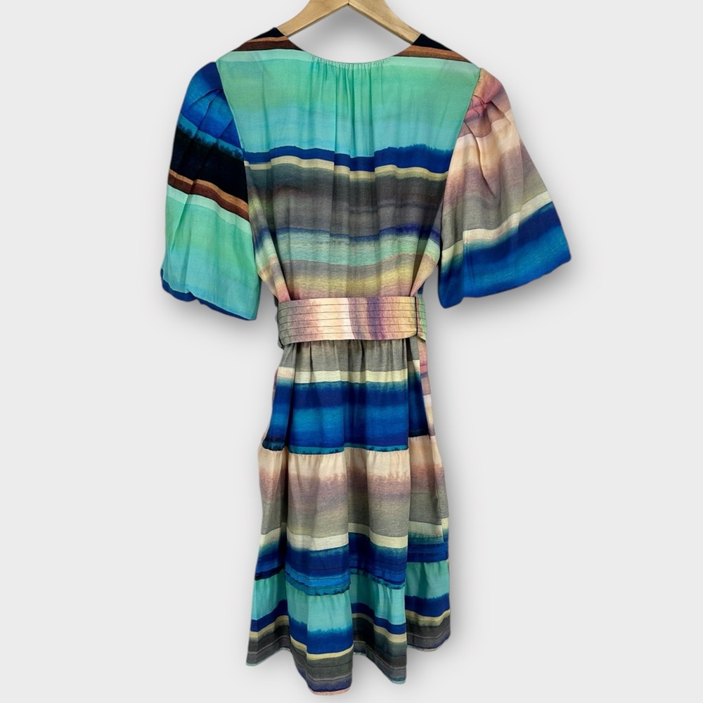 MARIE OLIVER Dress NWT SIZE 8 Callie Silk Blend Belted Mini in‎ Santa Fe Stripe - Picture 12 of 13
